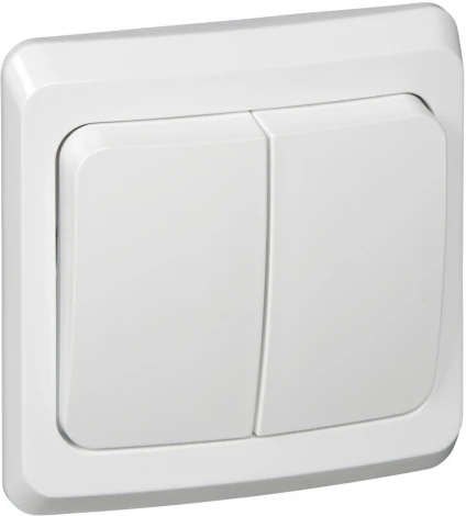 Выключатель встраиваемый двухклавишный (белый) Systeme Electric Этюд BC10-002B