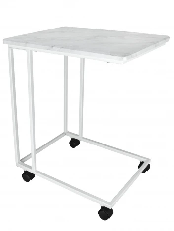 Стол приставной МеталлАрт М007 белый мрамор/белый Mebelik 009776