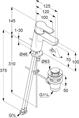 Смеситель Kludi Pure&Easy 373829165 для раковины