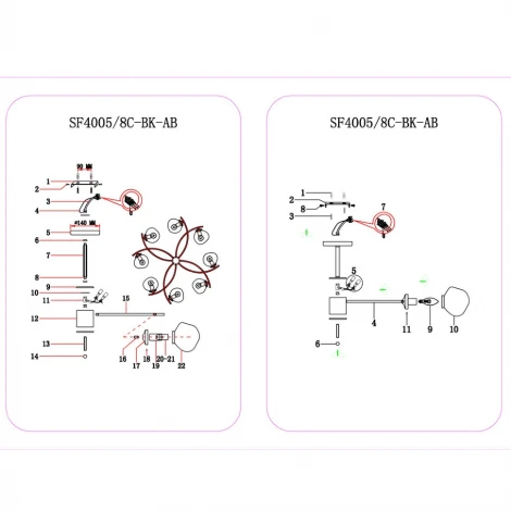 Потолочная люстра Seven Fires Dare SF4005/8C-BK-AB