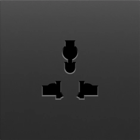 Накладка для розетки мультистандарт, со шторками 16A 250 В~, черный графит Donel S08 DS11657