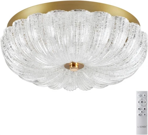 Потолочный светильник круглый Sonex Tesoro 7719/36L металл/стекло/прозрачный/золотой LED 36Вт 3000-6500K D300 IP20 пульт ДУ (220V, круглые)