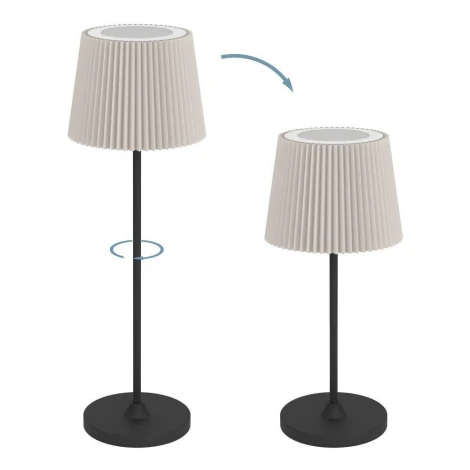 Настольная лампа с аккумулятором, диммируемая, сенсорная Eglo Leonero 75934 3,8W(LED), 2400K, 3000K, 4000K, 300lm, сталь, черный, текстиль, бежевый