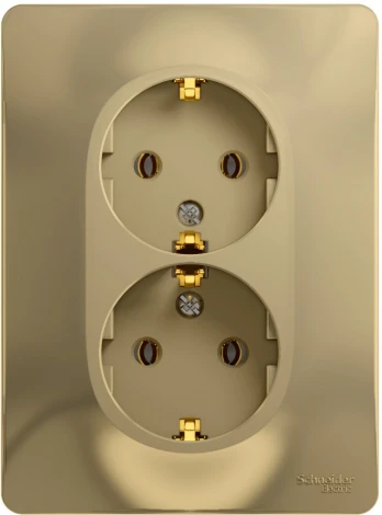 Розетка встраиваемая двойная с заземлением (титан) Systeme Electric Glossa GSL000424