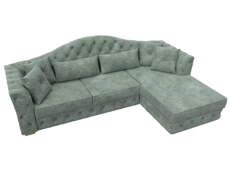 Диван угловой Артис правый угол (Брус,Рейка/Пластик/Велюр/Зеленый) Лига Диванов 128026