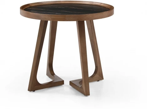 Стол журнальный ESF CT3059 (D60) черная керамика/орех/Керамика,Массив дерева