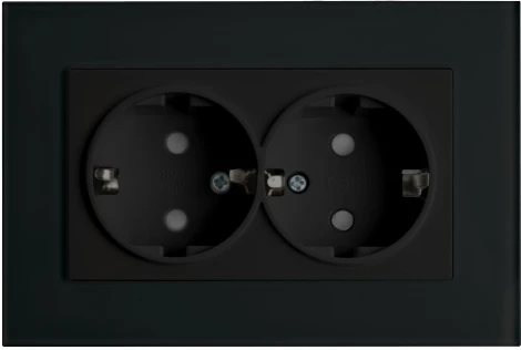 Розетка двойная с заземлением и шторками (черный) Stekker Эрна 39482
