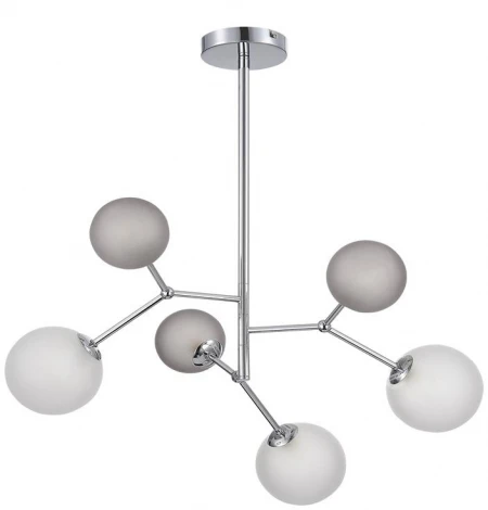 Потолочная люстра на штанге Evoluce Malte SLE1107-103-06 Хром/Белый, Серый G9 6*5W (220V, шарики)