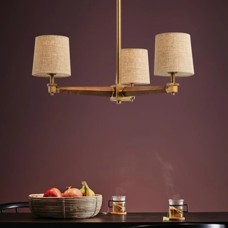 Потолочная люстра на штанге Jorgenson D70 Beige/Light Wood By ImperiumLoft Stavra01 (220V)