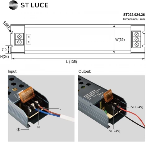 Блок питания для светодиодной ленты ST Luce ST022.024.36