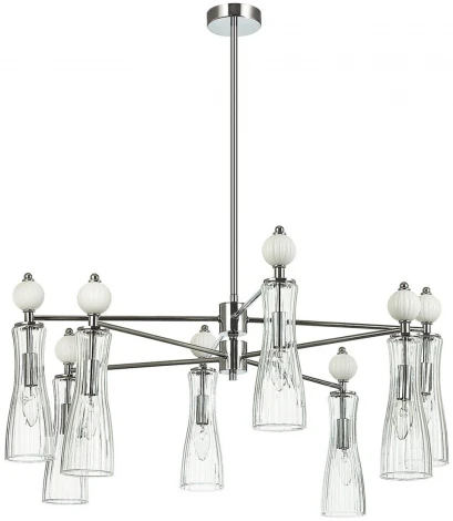 Потолочная люстра на штанге Lumion Emily 8268/8 хром/белый/прозрачный, металл/керамика/стекло Е14 8*40W 220V