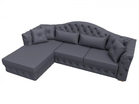 Диван угловой Артис левый угол (Брус,Рейка/Пластик/Экокожа/Серый) Лига Диванов 128033L