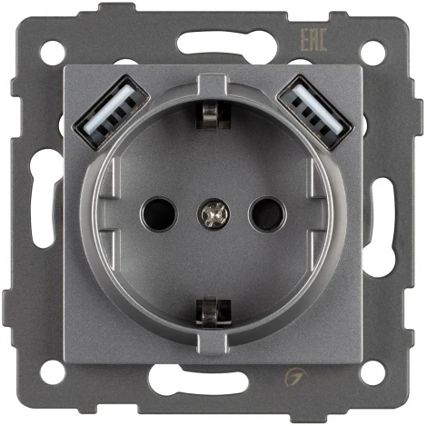 Механизм розетки с USB зарядкой SCT-MUAA-PL-GR-V (250V, 16A) (Arlight) 049820