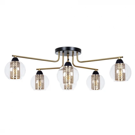 Потолочная люстра на штанге Arte Lamp Manchester A7045PL-6BK (220V, шарики)