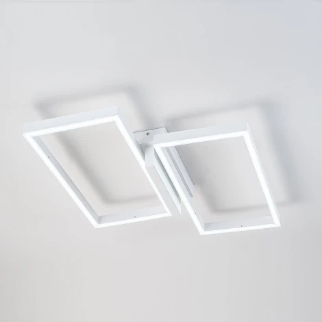 Потолочная люстра светодиодная с таймером Escada Scales 10209/2LED White 60Вт металл/акрил, белый/белый матовый (220V, пульт управления)