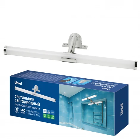 Светодиодный светильник для подсветки мебели и зеркал хром Uniel ULT-F37-8W/4500K IP44 CHROME