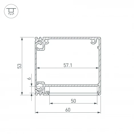 Профиль BOX60-SIDE-2000 ANOD (Алюминий) 017353 Arlight