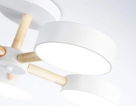 Потолочная люстра на штанге светодиодная с пультом Ambrella Comfort FL4825 (регулировка яркости, 220V, круглые)