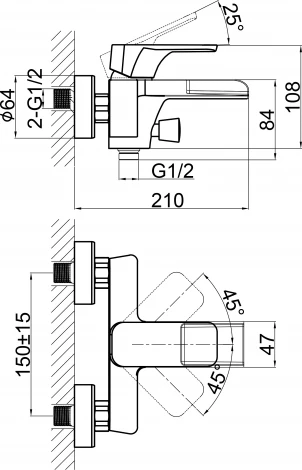 Смеситель D&K Berlin Steinbeis DA1433516 для ванны с душем