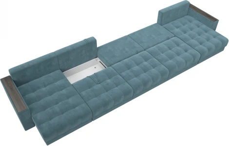 Диван П-образный с декором Лига-049 НПБ Мегалонг Лига Диванов (Велюр) арт.128524