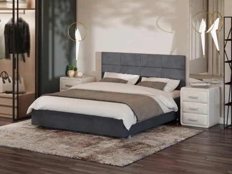 PROxSON Кровать Neo (Ткань: Велюр Ultra Мокрый асфальт) 180x200