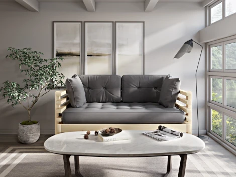 Диван Arsko Стоун Мини сосна серый велюр