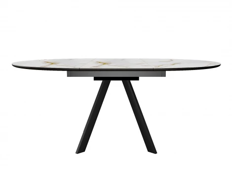 Стол DikLine SKC120 d1200 Керамика глянец Ostra Bianco (мрамор глянец белый)/подстолье черное/опоры черные 00-00081866