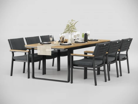 Кухонный стол Gardenini Premium Voglie (Алюминий,Тик/Темно-серый,Светлое дерево) арт.TPVGL.010022.T1