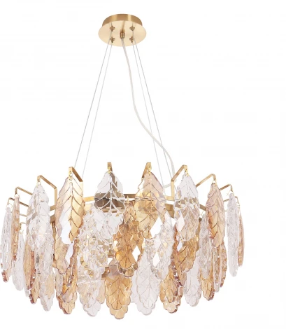 Подвесная люстра Crystal Lux TREVI SP6 BRASS (220V, хрусталь, на цепи, листья)