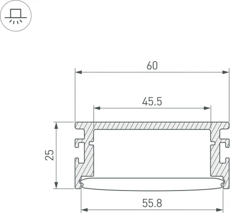 Профиль FLOOR60-H26-3000 ANOD BLACK (Arlight, Алюминий) 046414