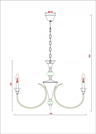 Подвесная люстра Arte Lamp Collinetta A4094LM-8WH (220V, на цепи, подсвечник, свеча)