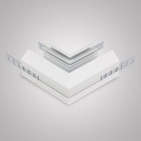 Угловой соединитель горизонтальный для шинопровода с закладным профилем белый для натяжного потолка ПВХ AM Group AM540 WH SMART