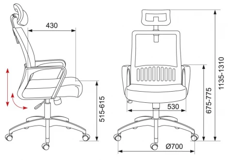 Кресло Бюрократ MC-201-H черный TW-01 TW-11 сетка/ткань с подголов. крестовина пластик