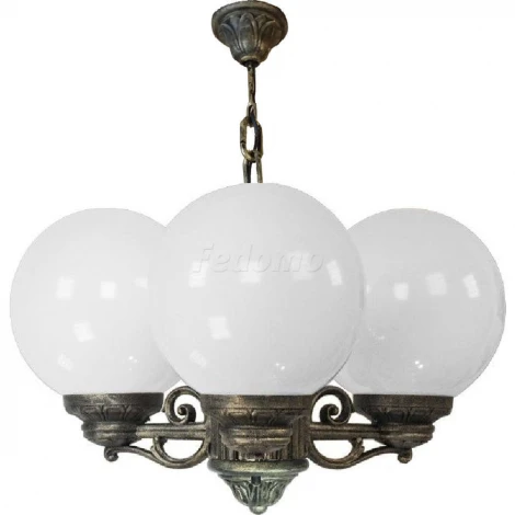 Люстра подвесная уличная Fumagalli, 3 плафона, бронза с белым