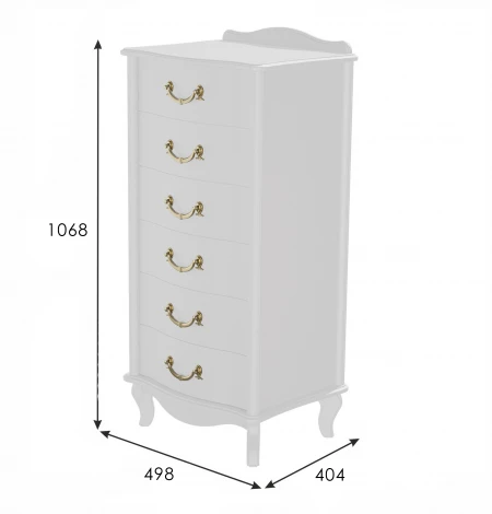 Комод Джульетта узкий 6 ящ., молочный дуб Л от фабрики Mebelik