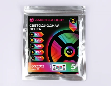 Светодиодная лента RGB Ambrella Illumination GS2202 5050 60Led 14.4 m IP20 5m