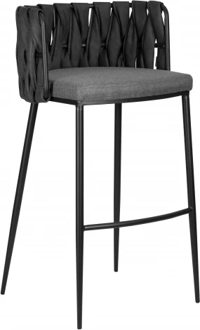 Стул барный Dobrin AMELIA (серая ткань (F-48), темно-серый винтажный PU (MF-12))