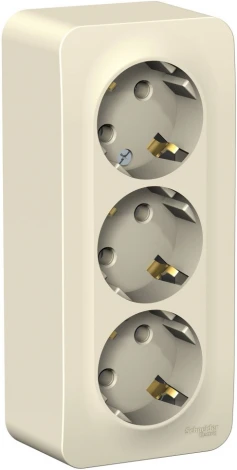 Розетка накладная тройная с заземлением (молочный) Systeme Electric Blanca BLNRA010312