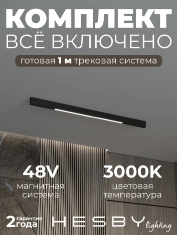 Трековая система в сборе магнитная накладная 48V 24W Hesby Lighting ElDeko HSBL_kompl_E001_NI1B3K
