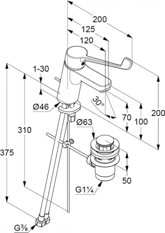 Смеситель Kludi Pure&Easy Care 372870565 для медицинских учреждений