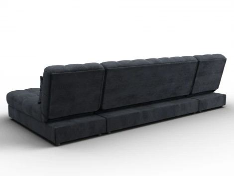 Диван П-образный Лига-116 НПБ (ДСП,ЛДСП,Велюр/Темно-серый) Лига Диванов 137313