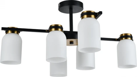 Потолочная люстра на штанге Escada Madison 6x40Вт E14, металл/стекло, черный/бронза, белый (220V)