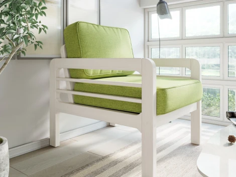 Кресло Arsko Бергер беленый дуб рогожка зеленая