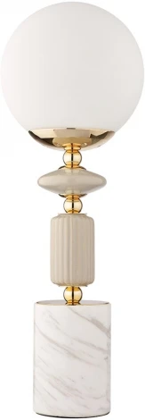 Настольная лампа Lumion Vivien 6580/1T французское золото, серый/белый металл, керамика/стекло E14 1*40W 220V (выключатель)