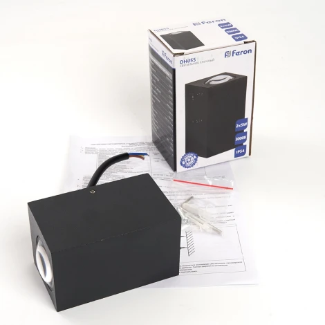 Архитектурная подсветка Feron Корфу 48487 DH055, 2*5W, 800Lm, 3000K, черный Бостон (LED, 220V, IP54)