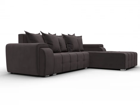 Диван угловой Лига-121 правый угол (ДСП,Брус,Велюр/Коричневый) Лига Диванов 137349