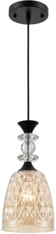 Подвесной светильник Lumion Elenika 8056/1А черный/амбер металл/стекло E27 1*60W 220V