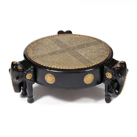 Столик Secret De Maison 3 SLONA ( mod. ND-005) этническая роспись (дерево манго/латунная чеканка)