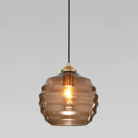 Подвесной светильник Eurosvet Ice со стеклянным плафоном 50239/1 коньячный