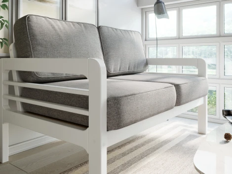 Диван Arsko прямой Бергер М белая эмаль рогожка серая